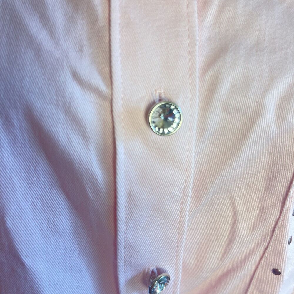 Quaker Factory Y2K Pink Western Bling Button Up Shirt XL Barbie Glam Cowgirl - Picture 12 of 16